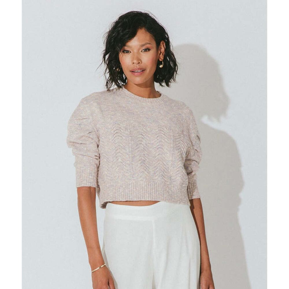 Cleobella Ava Sweater Marled Rose Size XS Pink and Blue‎ Cropped Cottage Core